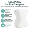 thumbnail image 2 of Xtra-Comfort Memory Foam Knee Pillow for Side Sleepers - Orthepedic Sciatica Back Under Leg Hip and Joint Support - Pregnancy and Maternity, 2 of 5