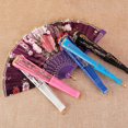 thumbnail image 3 of YAOMOBB Exquisite Craftsmanship Fan Chinese Style Folding Fan Hot Stamping Silk Fabric Handheld Fan with Gold Edge Flower Patterns for Wedding Dancing, 3 of 6