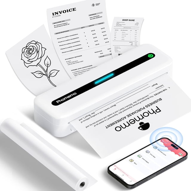 Phomemo M832 Portable Printers Wireless for Travel, Bluetooth Thermal Printer, Inkless Mobile Printer Support 8.5'' x 11'' & A4 Thermal Paper, Compatible with iPhone Android Laptop for Office Car Home