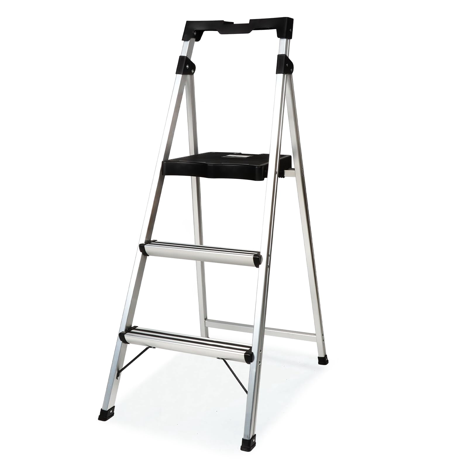 FOLDDEX 3 Step Ladder Folding Step Stool, 7.4 Lbs Aluminum Step Ladder Max Load 900lbs | Anti-Bump & Wide Non-Slip Pedal, Tool Tray, Safety Lock | Home, Office, Kitchen | Collapsible & Portable