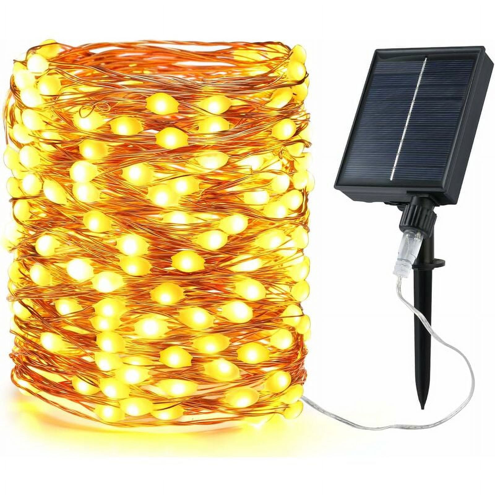 8 Modes, Enhanced Beads, Copper Wire Decor 200 LED Solar Fairy Lights, 20M Waterproof Garland for Garden, Parties, & Christmas