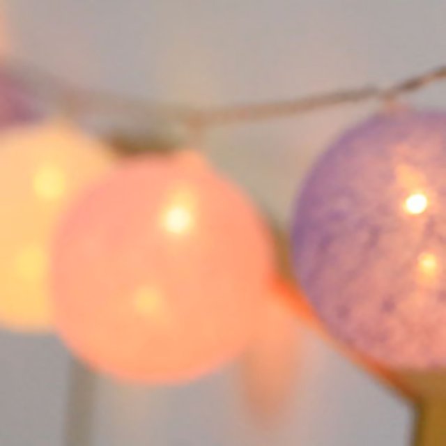 Coloured Lights LED Plastic Ball Christmas New Year Flashing String Light for Decoration Purple 2 Meter 10LED Battery Type