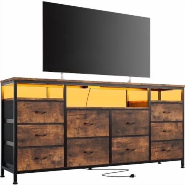 10 Drawers (6+4) Long Mdf Fabric Drawer Tv Cabinet