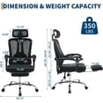 thumbnail image 3 of Royalbelle Ergonomic Office Chair - Home Desk Chair with Footrest,High-Back Mesh Computer Chair with Adjustable Lumbar Support Headrest,Swivel Rolling Task Chairs for Home,Office, 3 of 9
