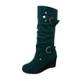 thumbnail image 2 of 2021 Chaussures Plates d'Hiver pour Femmes Bout Rond Compensées Épaisses Bottes à Tige Longue pour Dames, 2 of 5