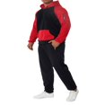 thumbnail image 3 of Men‘s Fitness Sports Pants Set Contrast Color Patchwork Drawstring Hooded Large Pocket Sweater + High Stretch Pants, 3 of 9