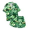 thumbnail image 1 of MIASHUI Ensemble de Pyjama Deux Pièces pour Garçons et Filles, Manches Courtes, Vert Clair, 6-7 Ans, 1 of 4
