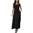 thumbnail image 2 of INSPIRE CHIC Robe d'Été Sans Manches pour Femme, Encolure Dégagée, Robe Maxi Décontractée avec Poches, P Noir, 2 of 6