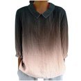 thumbnail image 2 of RXIRUCGD Haut Décontracté Rétro pour Femme à Imprimé, Manches 3/4, Haut/chemise à Manches en V, Or Rose, Taille : S, 2 of 5