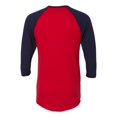 thumbnail image 2 of T-shirt à Manches Trois-Quarts Raglan 5050, S, Rouge, 2 of 2
