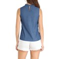 thumbnail image 3 of INSPIRE CHIC Women's Mock Neck Ruffle Sleeveless Casual Blouse Tops M Blue, 3 of 7