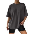 thumbnail image 2 of B91xZ Hauts pour Femmes Décontractés Été Manches Courtes T-Shirt Col Rond T-Shirts T-Shirt, Gris TTG, 2 of 4