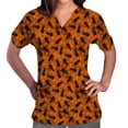 thumbnail image 1 of Womens Scrubs Tops Short Sleeve V-neck Tops Uniform Printed Pockets Blouse Nursing Clearance, 1 of 4