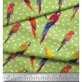 thumbnail image 2 of Soimoi Green Heavy Satin Fabric Macaw Parrot Bird Printed Fabric 1 Yard 56 Inch Wide, 2 of 3