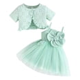 thumbnail image 1 of Robes pour Tout-Petites Fille Robes d'Été pour Filles Robe Camisole Sans Manches et Ensemble Cardigan à Manches Courtes 2 Pcs Tenues Fille Taille 3T, 1 of 8