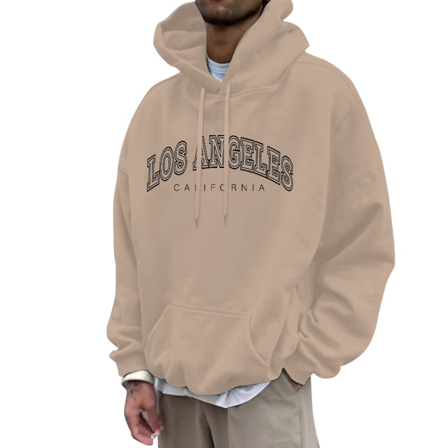 LUOGENLI Chandails à Capuche pour Hommes Graphiques Voitures Hommes Automne et Hiver Mode Décontractée Lettres Partie Imprimée Chandail à Capuche à Enfiler Manches Longues Chandail à Capuche Hauts Chandails à Capuche pour Hommes Noir et Bleu Kaki Taille TTG
