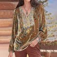 thumbnail image 2 of IROINID Hauts Grande Taille pour Femmes Col Rond Manches Longues T-shirt Imprimé Blouse, Jaune, 2 of 6