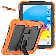 XYX Case for iPad (A16)11th /10th Generation 11/10.9 inch 2025/2022 Case, 3in1 Heavy Duty Shockproof Tablet Case with Stand, Shoulder Strap, Orange