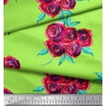 thumbnail image 2 of Soimoi Tissu Crêpe polyester Vert Feuilles & Roses Imprimé Floral 1 Yard 52 Pouces de Large, 2 of 3