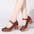 thumbnail image 5 of B91xZ Chaussures Plates pour Femmes Largeur Grand Bout Rond Talon Bloc Mocassins Chaussures, Marron 8, 5 of 5