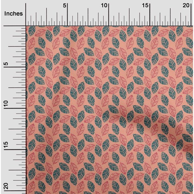 oneOone Polyester Lycra Fabric Leaves Block Print Fabric By Yard 56 Inch Wide