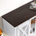 thumbnail image 4 of YUSAZENS Armoire de Bar à Café avec Portes de Grange Coulissantes, Tablette Ouverte, Blanc et Brun, 4 of 8