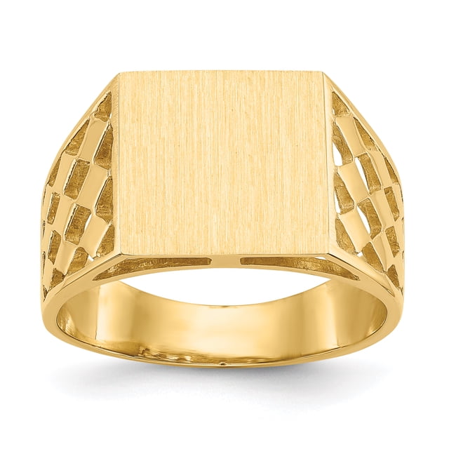 14k Yellow Gold Mens Signet Ring Man For Dad Mens For Him