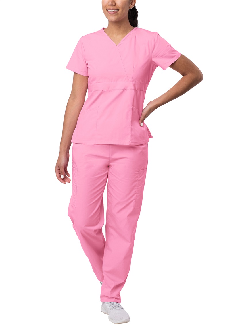 Sivvan Women's Scrub Set - Multi Pocket Cargo Pants & Stylish Mock Wrap Top (Available in 15 Colors)