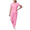 thumbnail image 1 of Sivvan Women's Scrub Set - Multi Pocket Cargo Pants & Stylish Mock Wrap Top (Available in 15 Colors), 1 of 6