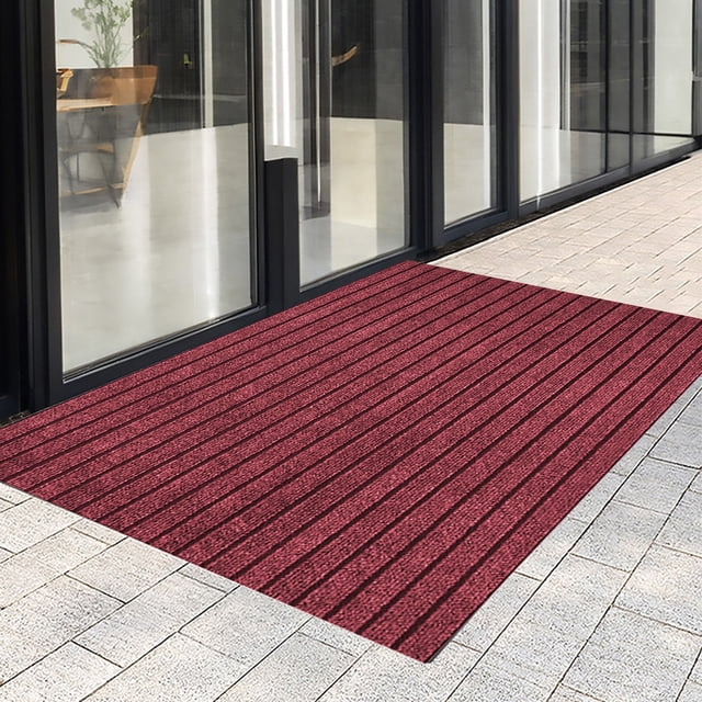 Cagogo Tapis de Porte en Polyester Composite, Tapis de Sol d'Entrée Uni à Rayures Durables, Paillasson Absorbant et Durable, Tapis Antidérapant Intérieur Extérieur, Tapis d'Entrée pour Porte d'Entrée et Arrière