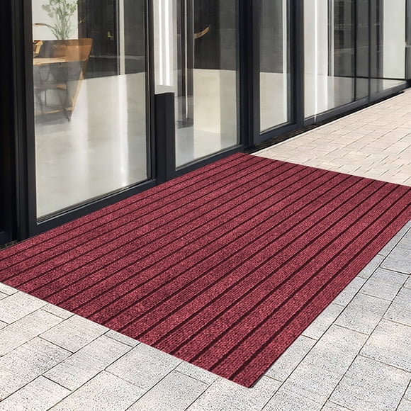 UsRHHA Composite Polyester Carpet Door Mat, Solid Color Striped Entrance Floor Rug Cuttable Home Mat, Durable Entrance Carpet for Indoor