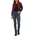 thumbnail image 2 of INSPIRE CHIC Blouson Bomber Court pour Femme à Col Montant, Manches Longues, Fermeture Éclair Intégrale, 2 of 6