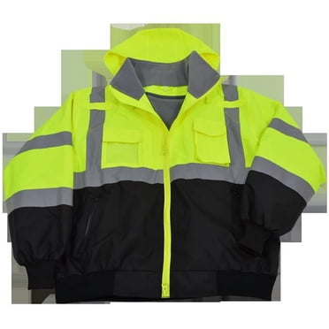 Petra Roc LBBJ-C3-4X Veste Lime et Noire ANSI-ISEA et EN471 Classe 3 Imperméable Bomber avec Doublure en Molleton Amovible, 4X