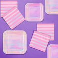 thumbnail image 4 of Kit d’assiettes en papier et de serviettes de table irisé rose, 4 of 4