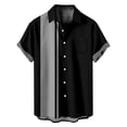 thumbnail image 2 of XZNGL Chemise à Manches Courtes Boutonnée pour Hommes, Col Rabattu à Imprimé Patchwork, Mélange Polyester Spandex, avec Poches avant, Coupe Décontractée, Tenue d'Été pour l'Extérieur, 2 of 6