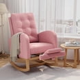 thumbnail image 1 of Twister.CK Modern Rocking Accent Chair with Footrest, Upholstered Rocker Glider with Side Pocket, for Living Room, Bedroom, Nursing Room, Pink, 1 of 8