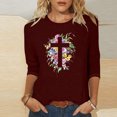 thumbnail image 2 of Blouses pour Femmes T-Shirt Imprimé Blouse à Manches 3/4 Col Rond Décontracté, Blouses pour Femmes T-Shirts pour Femmes, Blouses pour Femmes Décontractées, 2 of 3