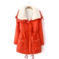 thumbnail image 2 of IROINID Women's Mid-Length Anorak Jacket Coat Solid Color Long Sleeve Buttons Pockets Coat Plus Fleece Jacket Outwear Top, Orange, 2 of 7