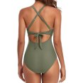 thumbnail image 3 of Innerwin Swimwear Gradient Women Bathing Suits Surfing Long Sleeve Backless One Piece Swimsuit Light Green L, 3 of 4