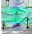 thumbnail image 1 of Soimoi Modal Satin Fabric Lighthouse Nautical Print Fabric by The Yard 42 Inch Wide, 1 of 1