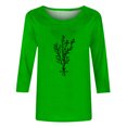 thumbnail image 4 of HKEJIAOI Chandail à Col Rond pour Femmes, Manches 3/4, T-Shirts Graphiques Mignons avec Fleurs, Haut d'Été Décontracté, A-Green m, 4 of 4