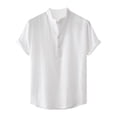 thumbnail image 1 of cfhntfmh Cotton Linen Shirts for Men Summer Short Sleeve Button up Beach T-Shirts Lightweight Solid Collared Tops, 1 of 7