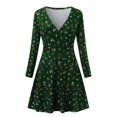 thumbnail image 4 of Ketyyh-chn99 Robes pour Femmes Été Robe Courte Robe de Fête Robe T-shirt Décontractée Robes à Manches Longues Robe Boho de Plage Vert,P, 4 of 4