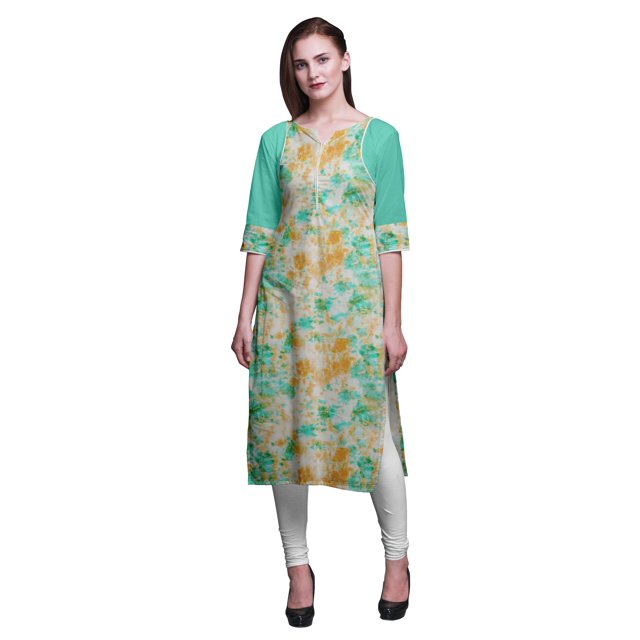 Bimba Cotton Printed Straight Kurtis For Women Panel Kurta Summer Tunic-Medium