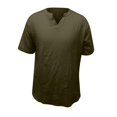 thumbnail image 4 of Plebaso T-Shirts pour Hommes en Coton et Lin à Col Rond, à Boutons, T-Shirts Décontractés, Unis, à Manches Courtes, Légers, Hauts de Plage, 4 of 7