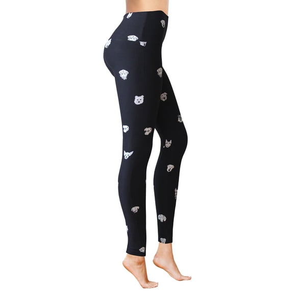 Comfy Leggings - Brushed Tummy Control 5" High Waist & Normal Waist Full Length Active Leggings for Women - Dog Print - L-XL