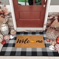 thumbnail image 1 of Cotton Plaid Rug,Plaid Material Fall,Orange Buffalo Plaid Doormat,Fall Outdoor Front Door Decorative Mat, Hand-Woven Rug for Layered Door Mats Washable Carpet for Porch, Entryway, Farmhouse, 1 of 8