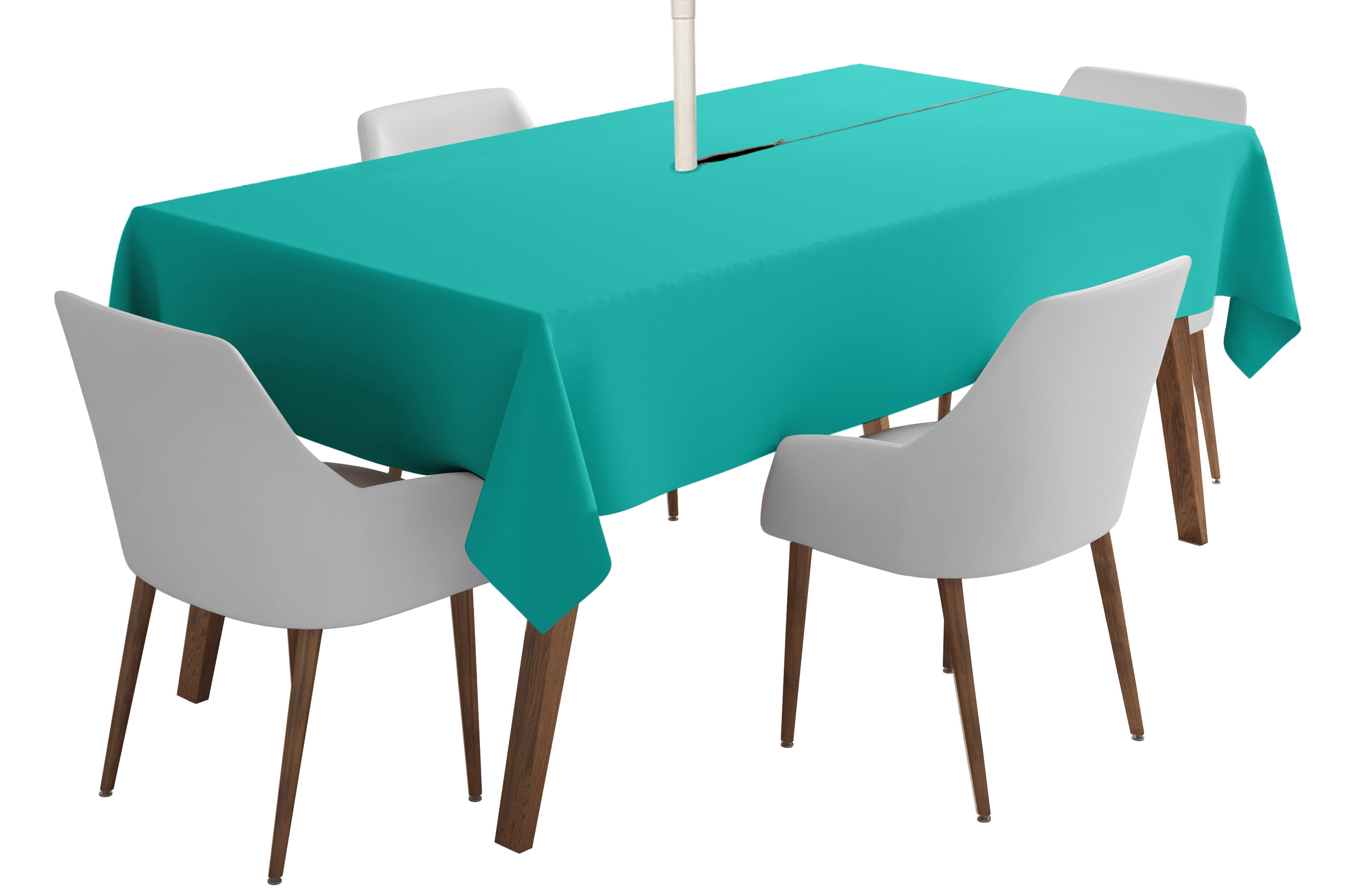 Vargottam Indoor/Outdoor Rectangular Tablecloth 58' x 120' with Umbrella Hole & Zipper Waterproof Turquoise Green Patio Tablecloths for Spring/Summer BBQs