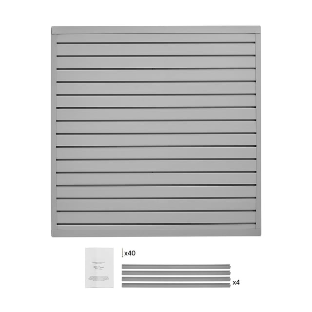 KFFKFF Slat Wall Paneling, 4 x 4 ft, PVC Garage Slatwall with Modular Design, Grey Slat Wall Easy-to-Install Adjustable Slatwall Panel with Coupling Structure & DIY Cutting