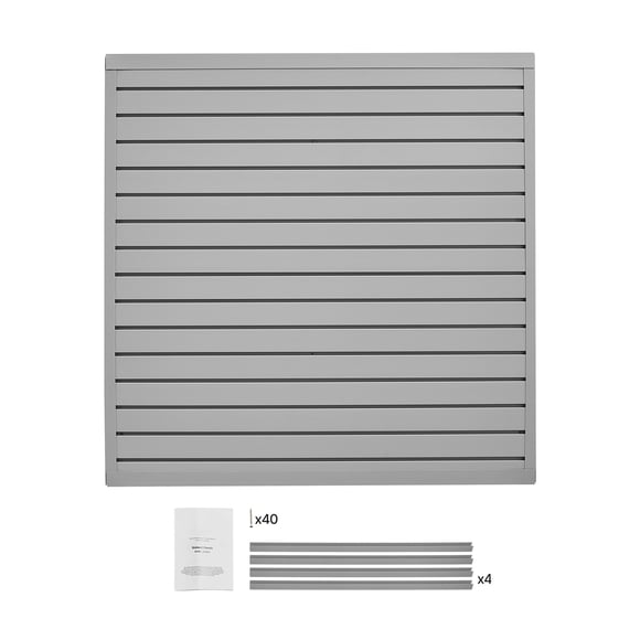 KFFKFF Slat Wall Paneling, 4 x 4 ft, PVC Garage Slatwall with Modular Design, Grey Slat Wall Easy-to-Install Adjustable Slatwall Panel with Coupling Structure & DIY Cutting